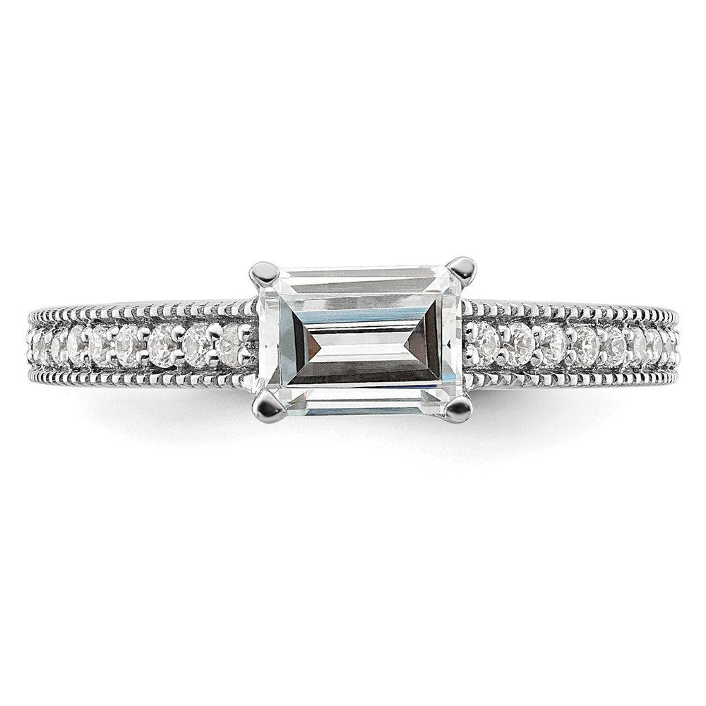 14K White Gold Lab Grown Diamond. VS/SI+ G+ Emerald Semi-Mnt. East/West