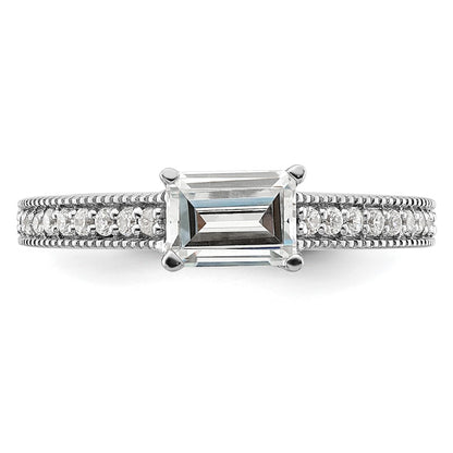 14K White Gold Lab Grown Diamond. VS/SI FGH Emerald Semi-Mnt. East/West