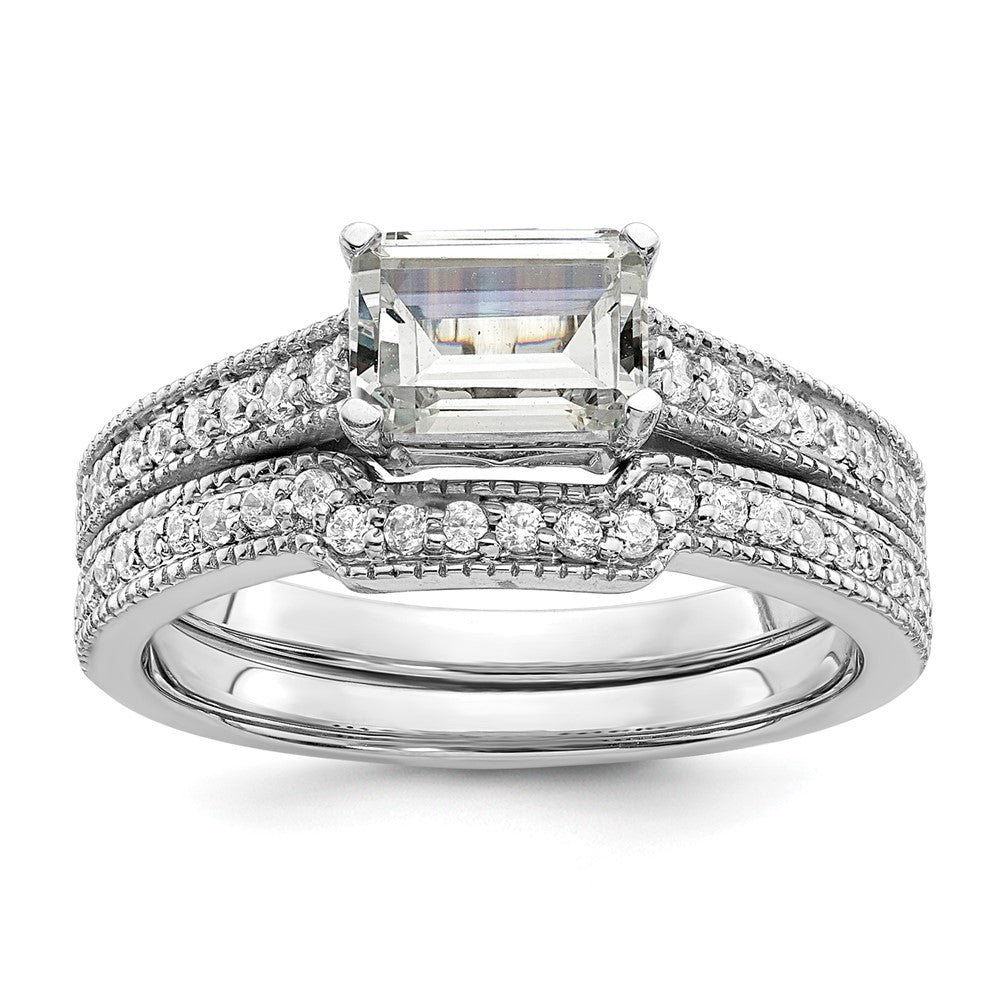 14K White Gold Lab Grown Diamond. VS/SI+ G+ Emerald Semi-Mnt. East/West