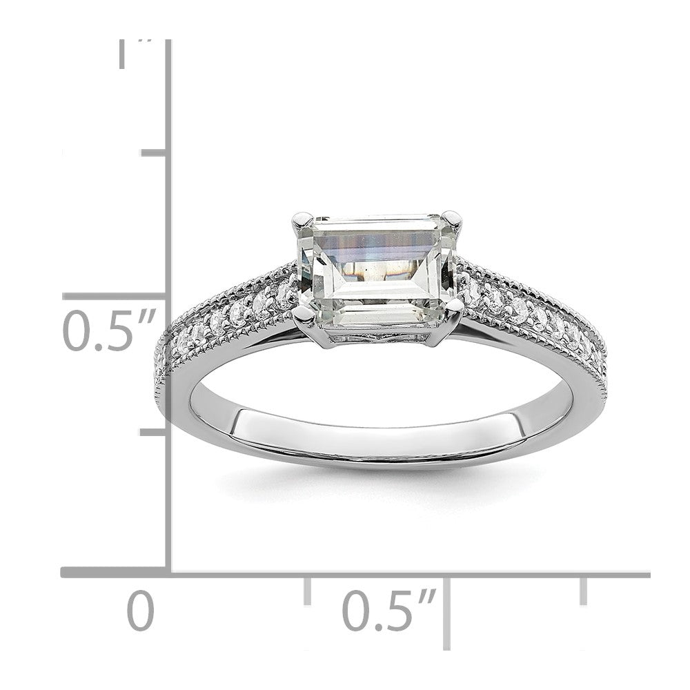 14K White Gold Lab Grown Diamond. VS/SI+ G+ Emerald Semi-Mnt. East/West