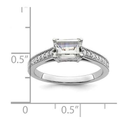 14K White Gold Lab Grown Diamond. VS/SI FGH Emerald Semi-Mnt. East/West