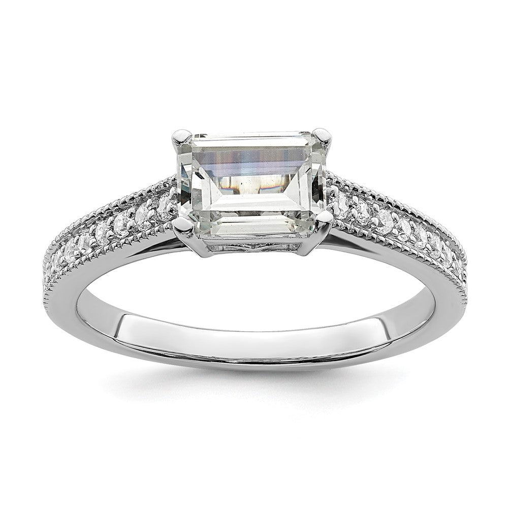 14K White Gold Lab Grown Diamond. VS/SI+ G+ Emerald Semi-Mnt. East/West