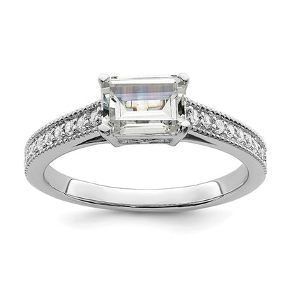14K White Gold Lab Grown Diamond. VS/SI+ G+ Emerald Semi-Mnt. East/West