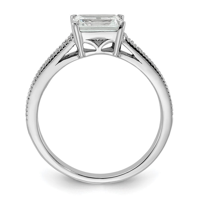 14K White Gold Lab Grown Diamond. VS/SI+ G+ Emerald Semi-Mnt. East/West