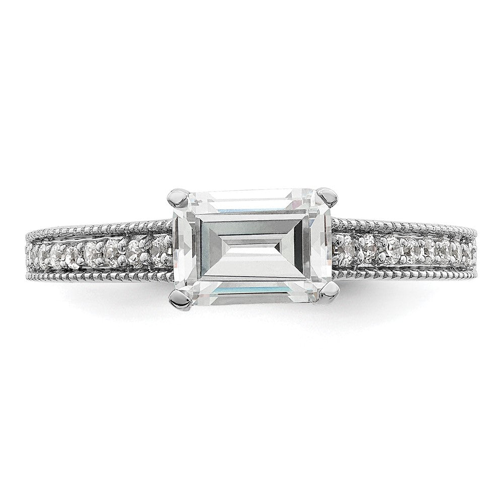 14K White Gold Lab Grown Diamond. VS/SI+ G+ Emerald Semi-Mnt. East/West