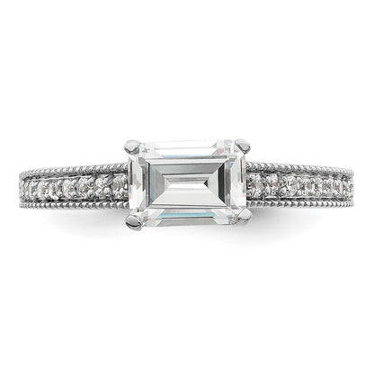 14K White Gold Lab Grown Diamond. VS/SI+ G+ Emerald Semi-Mnt. East/West