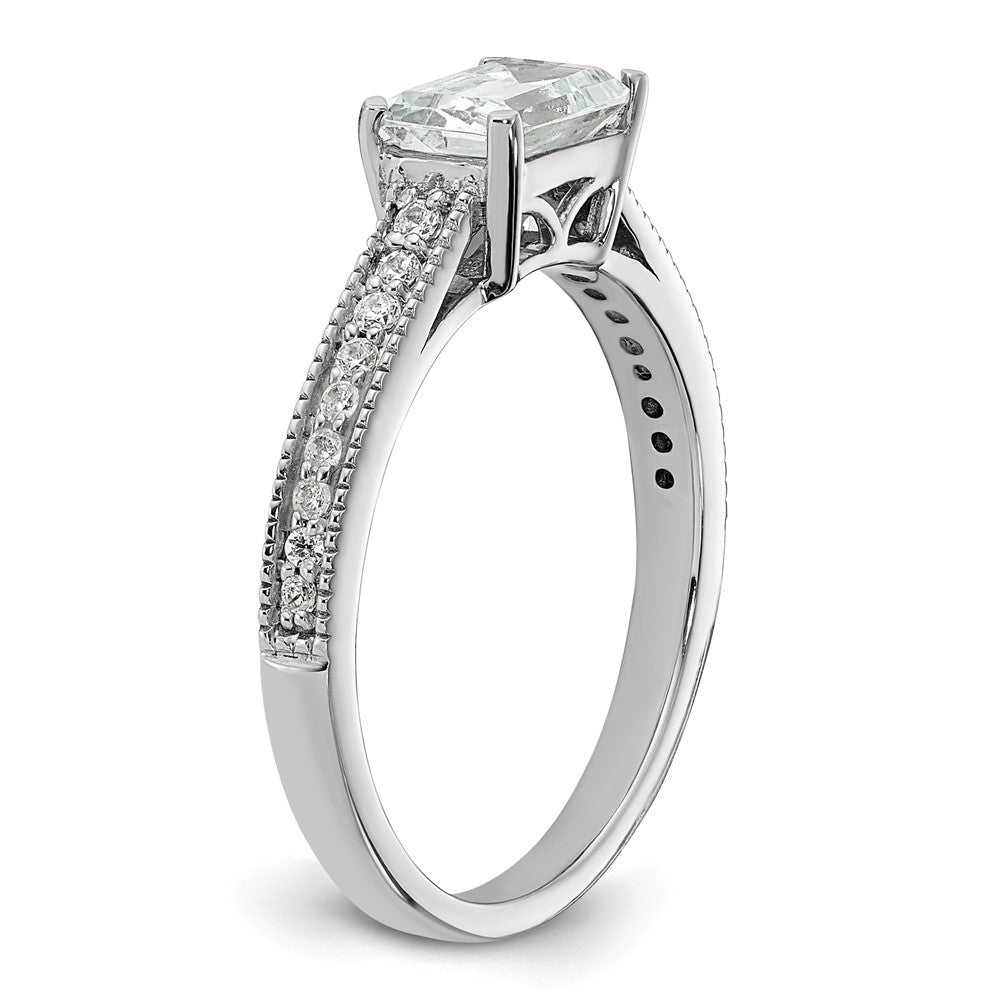 14K White Gold Lab Grown Diamond. VS/SI+ G+ Emerald Semi-Mnt. East/West