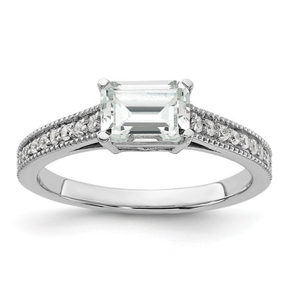 14K White Gold Lab Grown Diamond. VS/SI+ G+ Emerald Semi-Mnt. East/West