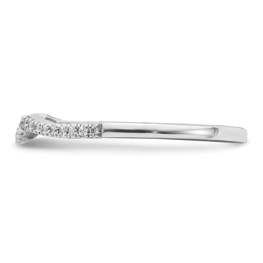 14K White Gold 1/15 Carat Diamond Contoured Complete Wedding Band