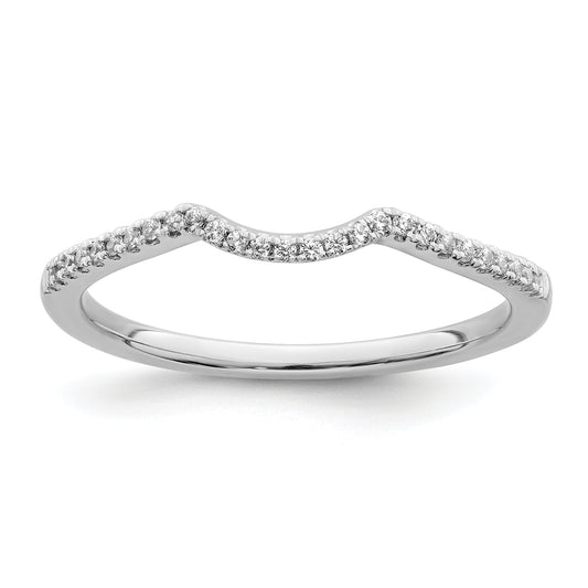 14K White Gold 1/15 Carat Diamond Contoured Complete Wedding Band