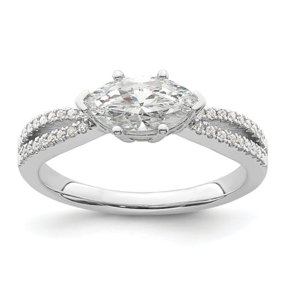 14K White Gold East West (Holds 3/4 Carat (9.2X5.00mm) Marquise Center) 1/8 Diamond Semi Mount Engagement Ring