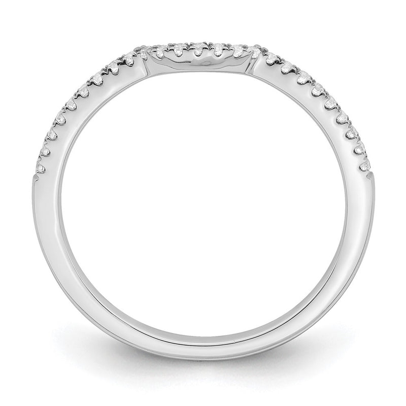 14K White Gold 1/8 Carat Diamond Contoured Complete Wedding Band
