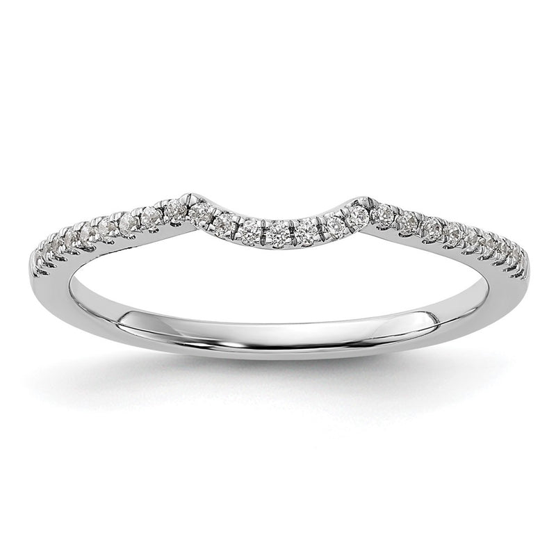 14K White Gold 1/8 Carat Diamond Contoured Complete Wedding Band