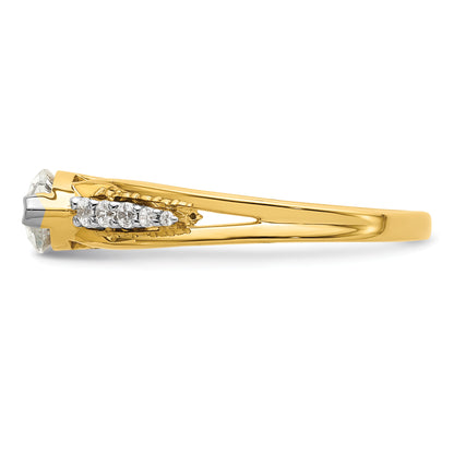 14K Two Tone East West (Holds 3/4 Carat (9.2X5.00mm) Marquise Center) 1/8 Diamond Semi Mount Engagement Ring