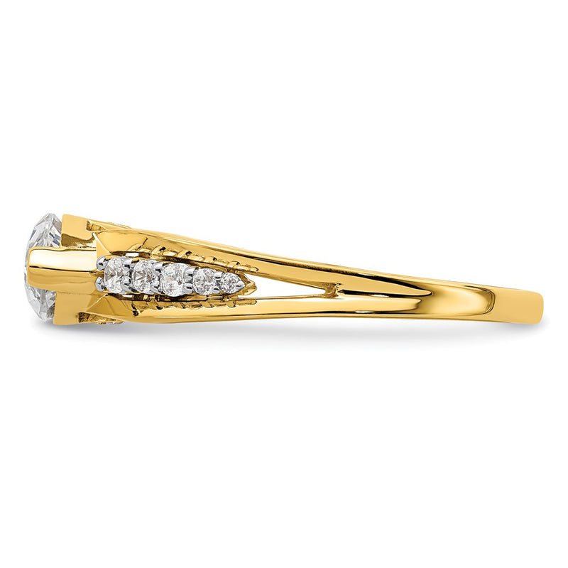 14K Two-Tone Gold East West (Holds 1 carat (10.5x5.6mm) Marquise Center) 1/6 carat Diamond Semi-Mount Engagement Ring