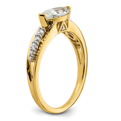 14K Two-Tone Gold East West (Holds 1 carat (10.5x5.6mm) Marquise Center) 1/6 carat Diamond Semi-Mount Engagement Ring