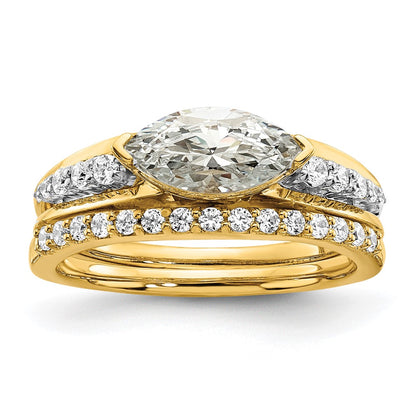 14K Two-Tone Gold East West (Holds 1 carat (10.5x5.6mm) Marquise Center) 1/6 carat Diamond Semi-Mount Engagement Ring