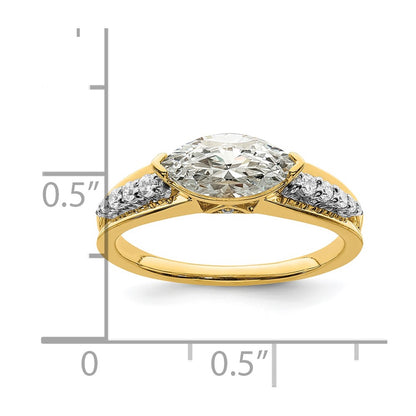 14K Two-Tone Gold East West (Holds 1 carat (10.5x5.6mm) Marquise Center) 1/6 carat Diamond Semi-Mount Engagement Ring