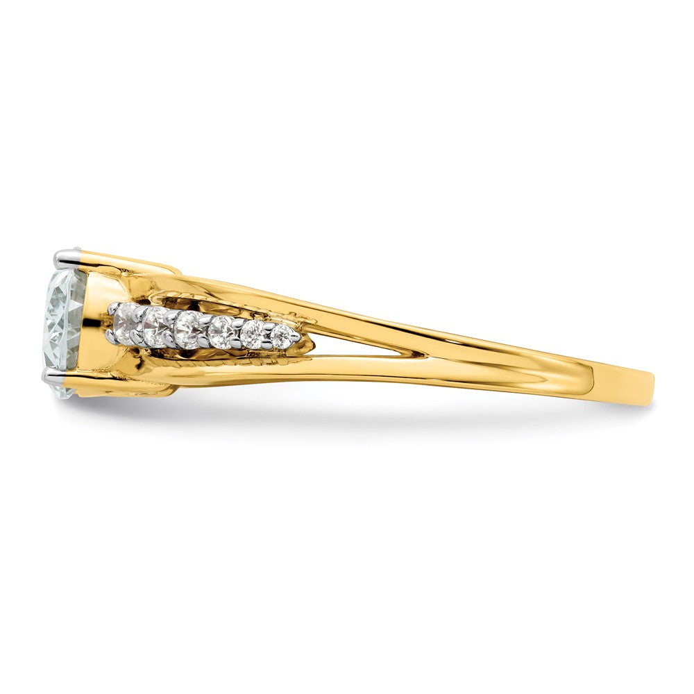 14k Two-tone Two Tone 1/6 Ct. Lab Grown Diamond VS/SI+ G+ 1 Ct. Center Oval Semi Mount Engagement Ring