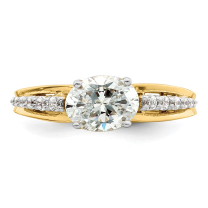 14k Two-tone Two Tone 1/6 Ct. Lab Grown Diamond VS/SI+ G+ 1 Ct. Center Oval Semi Mount Engagement Ring