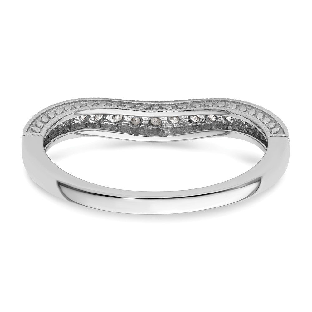 14K White Gold 1/4 Carat Diamond Contoured Complete Wedding Band