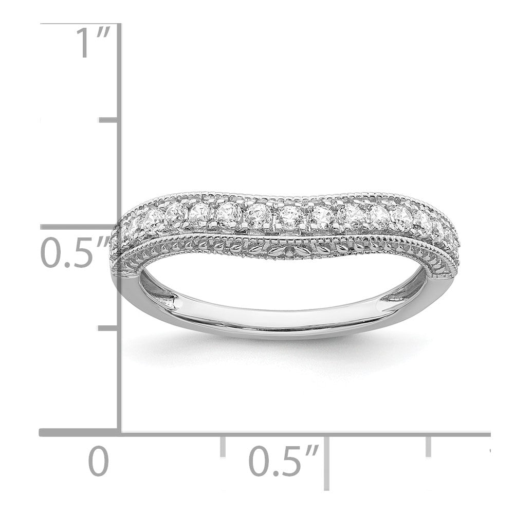 14K White Gold 1/4 Carat Diamond Contoured Complete Wedding Band