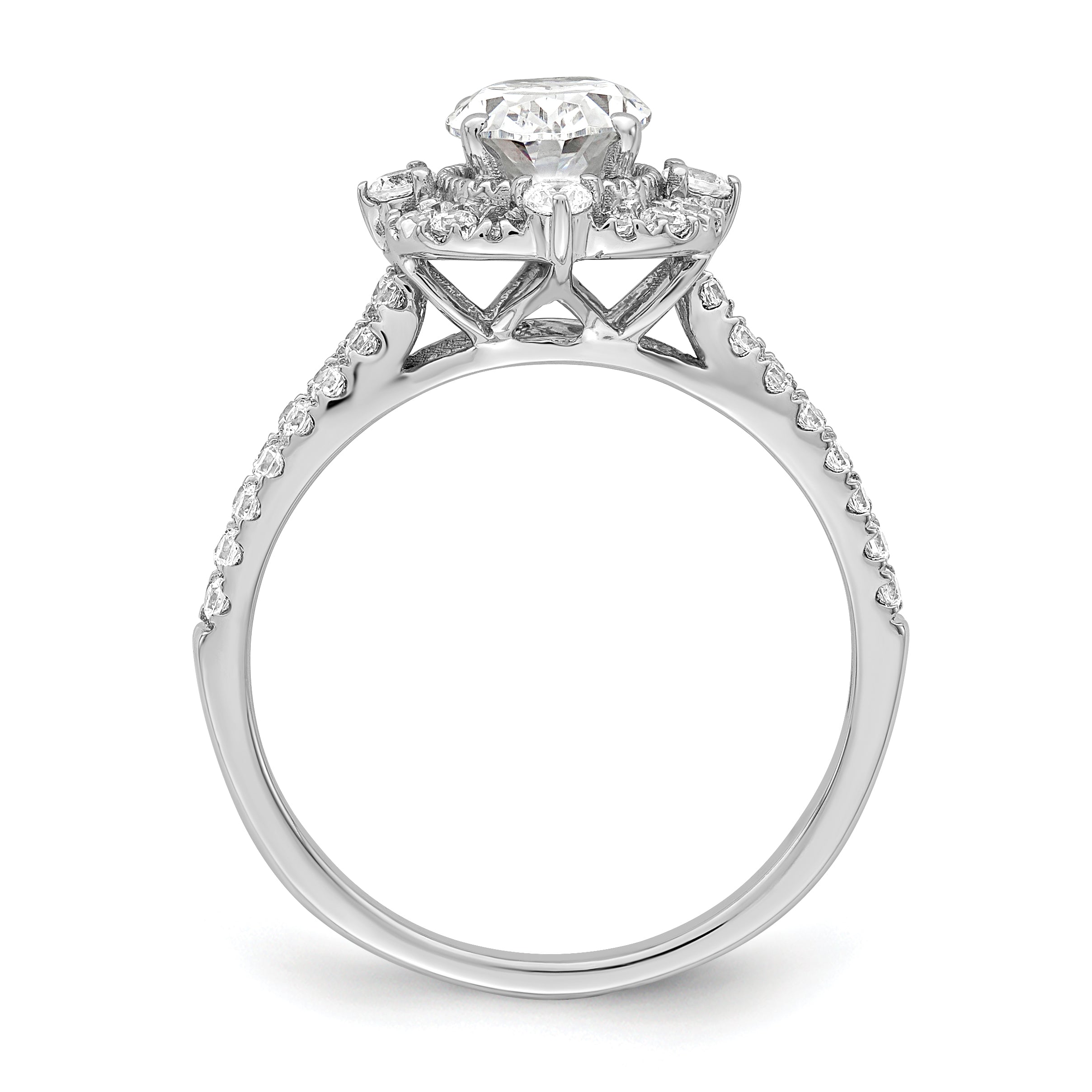 14K White Gold Vintage Halo (Holds 1 Carat (8.0X6.1mm) Oval Center) 5/8 Diamond Semi Mount Engagement Ring