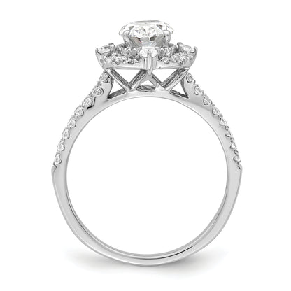 14K White Gold Vintage Halo (Holds 1 Carat (8.0X6.1mm) Oval Center) 5/8 Diamond Semi Mount Engagement Ring