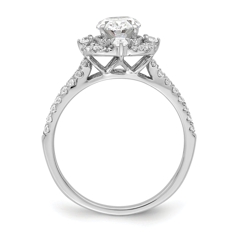 14K White Gold Vintage Halo (Holds 1 Carat (8.0X6.1mm) Oval Center) 5/8 Diamond Semi Mount Engagement Ring