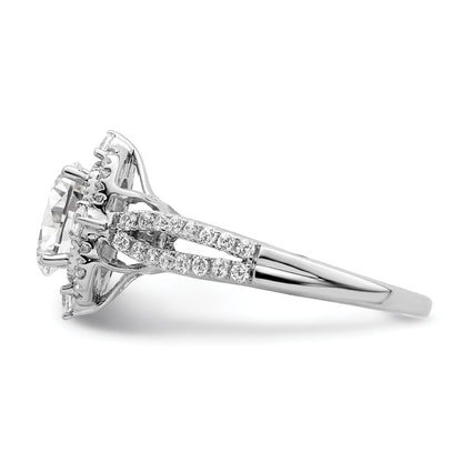 14K White Gold Vintage Halo (Holds 1 Carat (8.0X6.1mm) Oval Center) 5/8 Diamond Semi Mount Engagement Ring