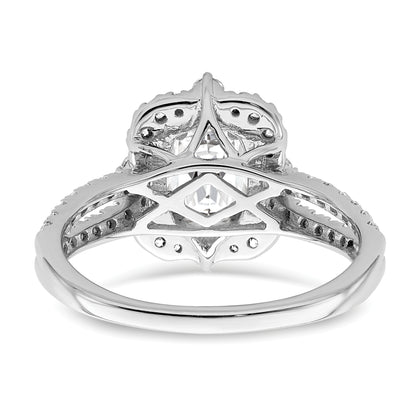 14K White Gold Vintage Halo (Holds 1 Carat (8.0X6.1mm) Oval Center) 5/8 Diamond Semi Mount Engagement Ring