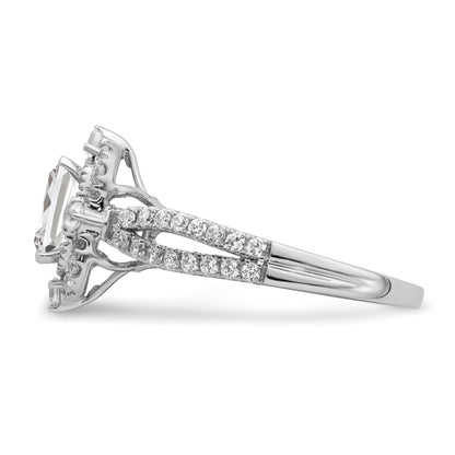 14K White Gold Vintage Halo (Holds 1 Carat (6.9X5.2mm) Emerald Cut Center) 5/8 Diamond Semi Mount Engagement Ring