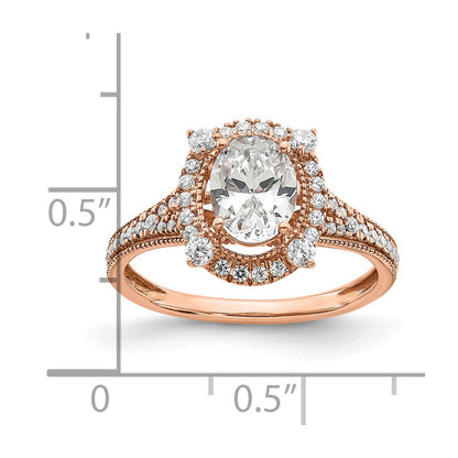 14k Rose Gold 3/8 Ct. Lab Grown Diamond VS/SI+ G+ 1 Ct. Center Oval Semi Mount Engagement Ring