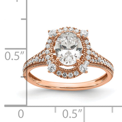 14k Rose Gold 3/8 Ct. Lab Grown Diamond VS/SI+ G+ 1 Ct. Center Oval Engagement Ring