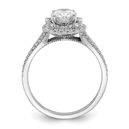 14k White Gold Lab Grown VS/SI FGH Diamond Oval Halo Vintage Ring