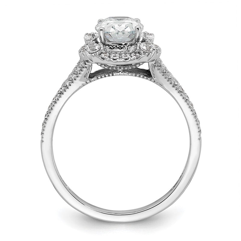 14k White Gold Lab Grown VS/SI FGH Diamond Oval Halo Vintage Ring