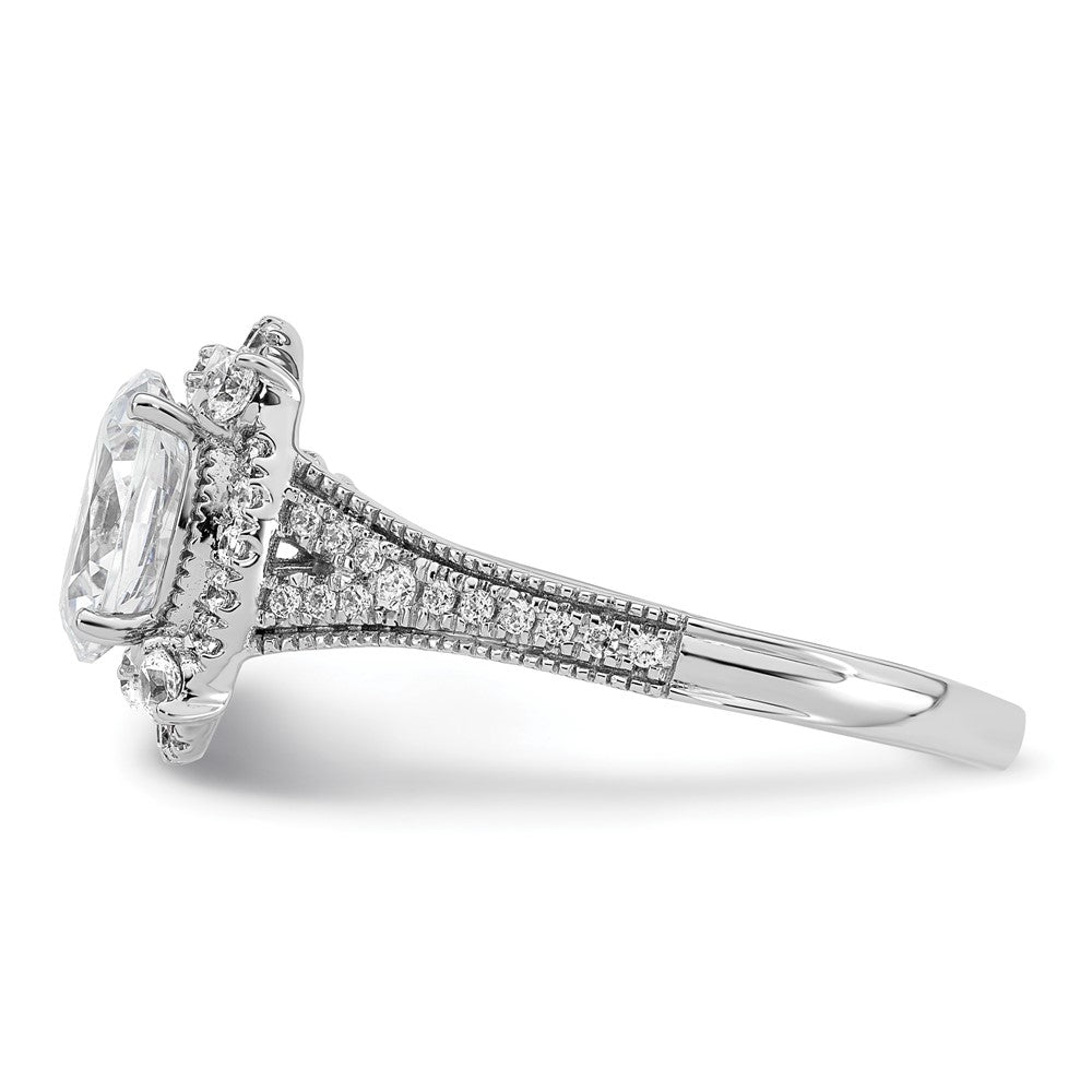 14k White Gold Lab Grown VS/SI FGH Diamond Oval Halo Vintage Ring