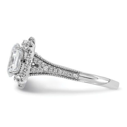 14k White Gold Lab Grown VS/SI FGH Diamond Oval Halo Vintage Ring