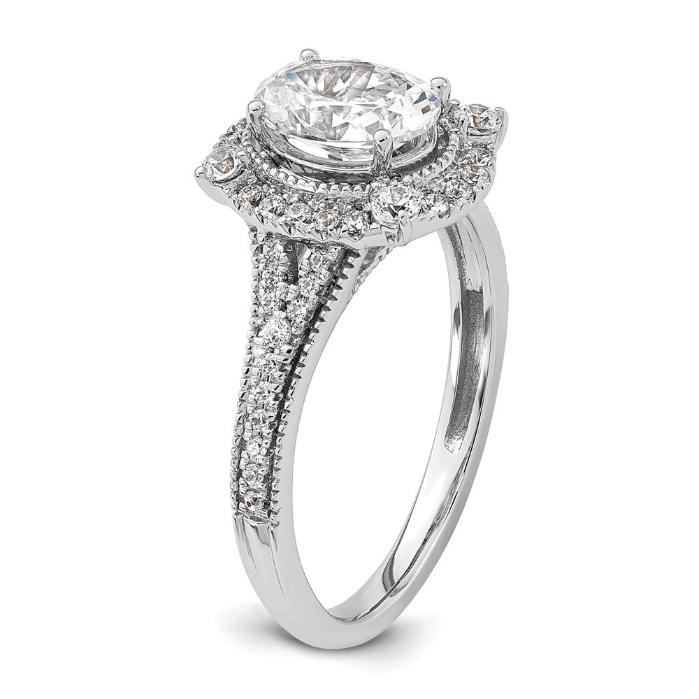 14k White Gold Lab Grown VS/SI FGH Diamond Oval Halo Vintage Ring