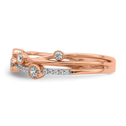 14k Rose Gold 1/4 Ct. Lab Grown Diamond VS/SI+ G+ Complete Criss Cross Ring