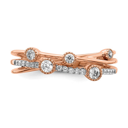 14k Rose Gold 1/4 Ct. Lab Grown Diamond VS/SI+ G+ Complete Criss Cross Ring