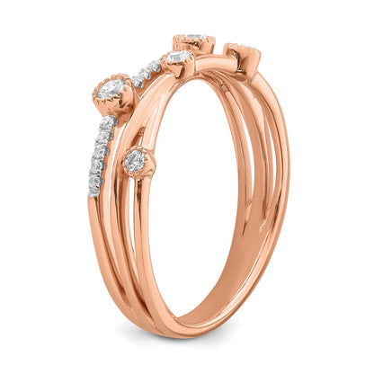 14k Rose Gold 1/4 Ct. Lab Grown Diamond VS/SI+ G+ Complete Criss Cross Ring