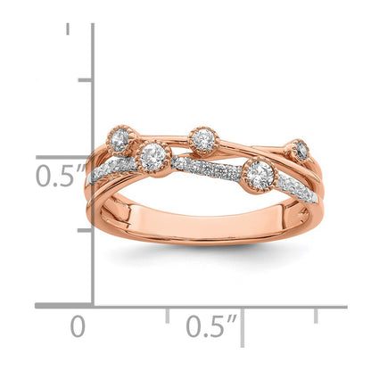 14k Rose Gold 1/4 Ct. Lab Grown Diamond VS/SI+ G+ Complete Criss Cross Ring