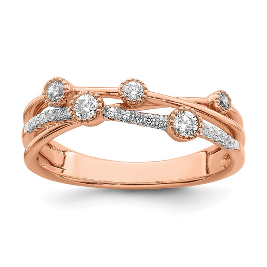 14k Rose Gold 1/4 Ct. Lab Grown Diamond VS/SI+ G+ Complete Criss Cross Ring