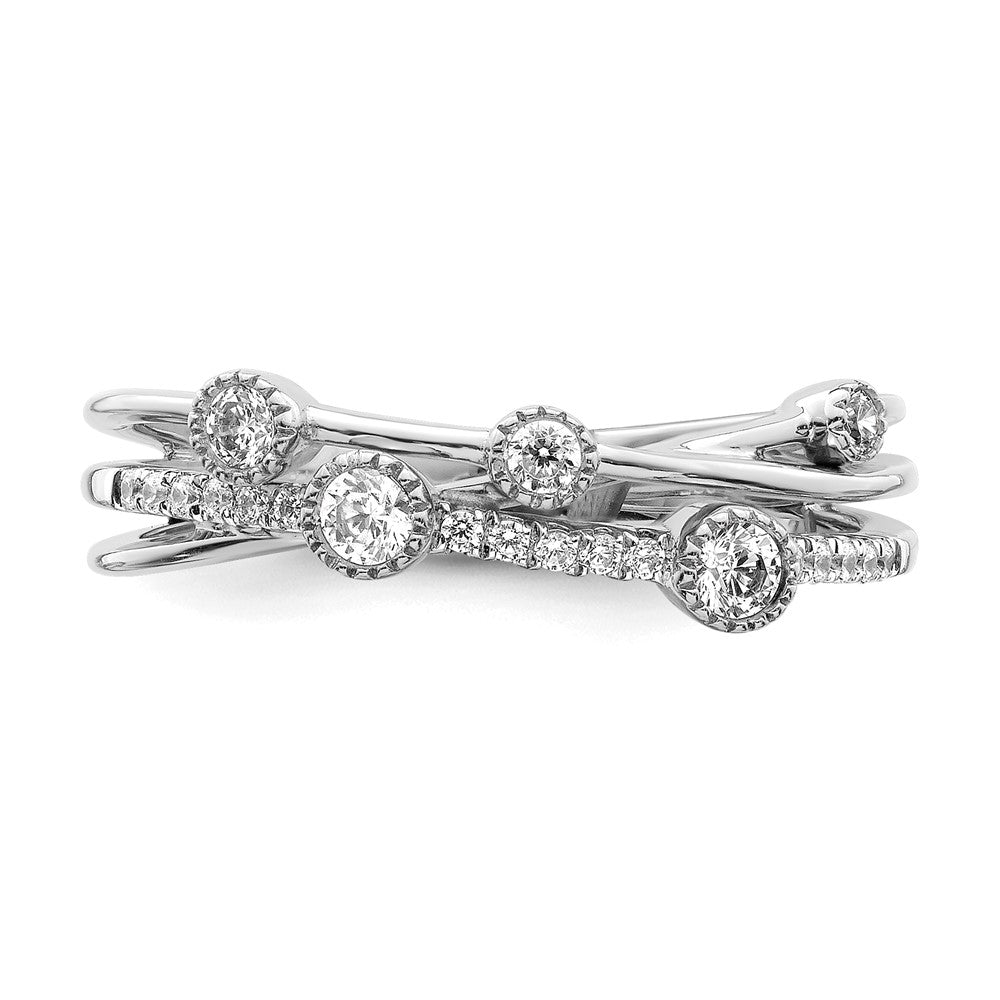 14k White Gold 1/4 Ct. Lab Grown Diamond VS/SI+ G+ Complete Criss Cross Ring