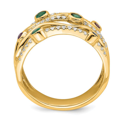 14k Yellow Gold Lab Grown Dia VS/SI+ G+ Cr.RU,EM Bezel Wave Ring