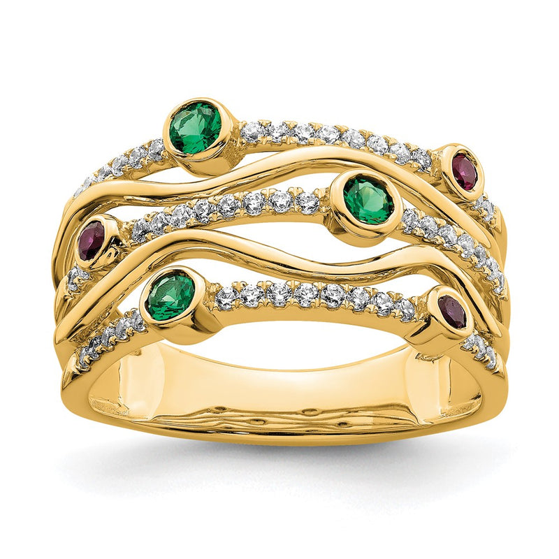 14k Yellow Gold Lab Grown Dia VS/SI+ G+ Cr.RU,EM Bezel Wave Ring