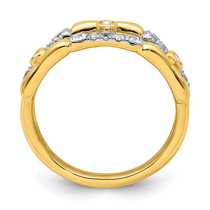14k Yellow Gold Lab Grown Diamond VS/SI FGH Bezel Cluster Split Band Ring Ring