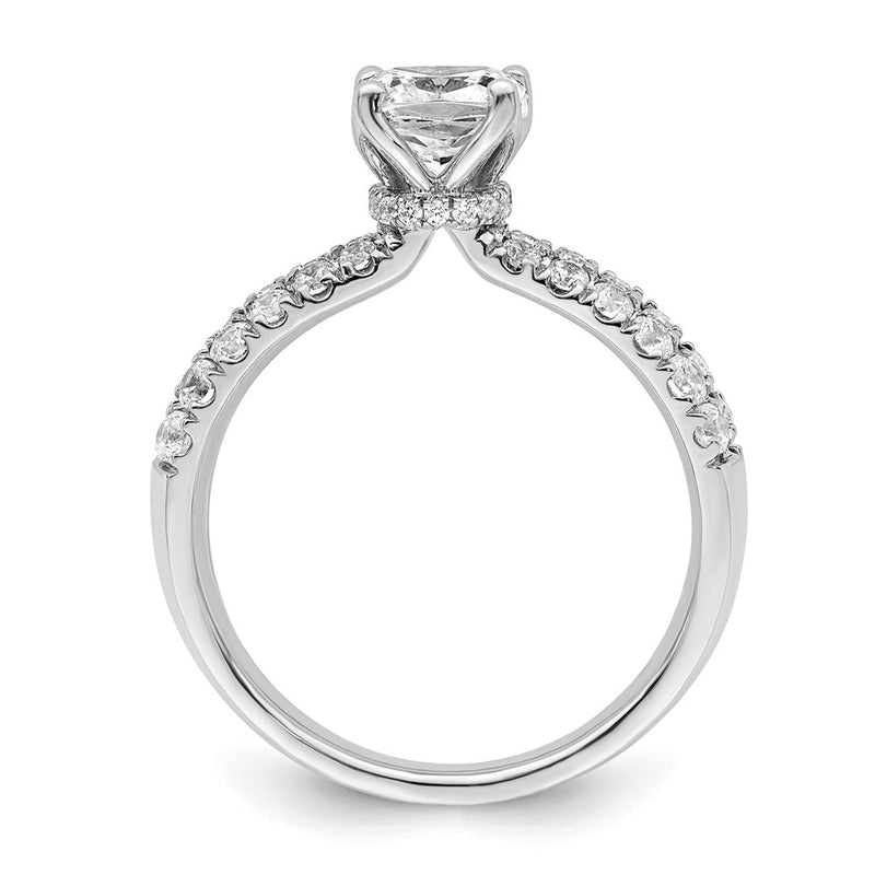 14k White Gold 5/8 Ct. Lab Grown Diamond VS/SI+ G+ 1 Ct. Center Cushion Engagement Ring