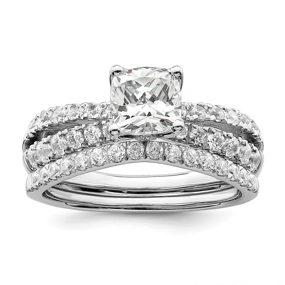 14k White Gold 5/8 Ct. Lab Grown Diamond VS/SI+ G+ 1 Ct. Center Cushion Engagement Ring